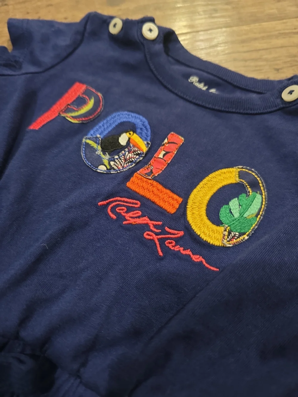 Ralph Lauren Navy Cotton Polo Embroidered Romper